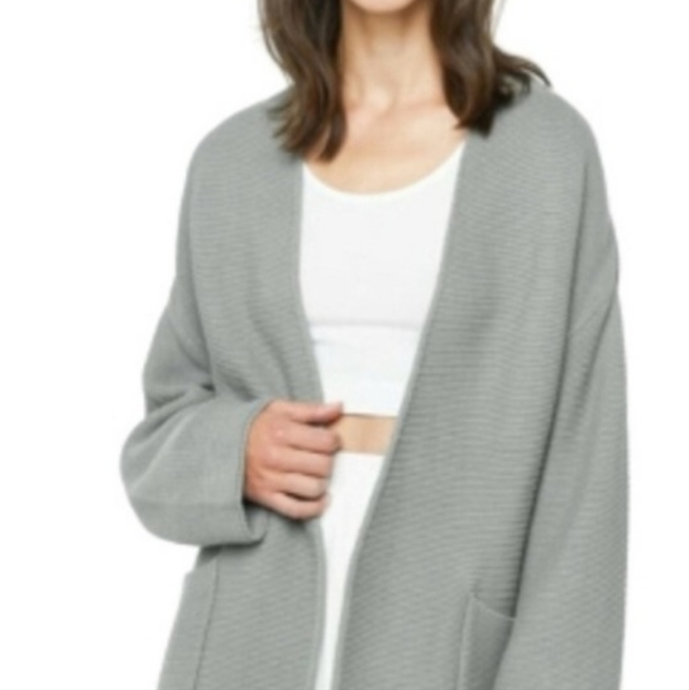 Light Gray Open-Front Women’s Sweater Cardigan